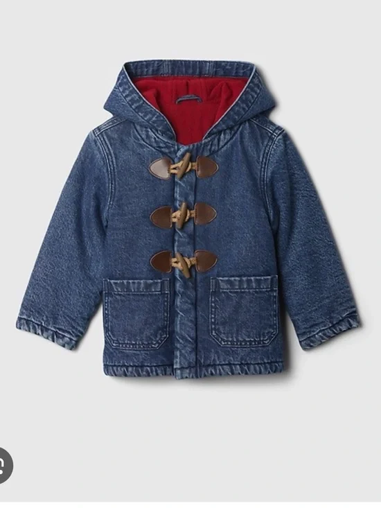 GAP Kids Paddington Bear Denim Toggle Hooded Jacket - Navy Blue