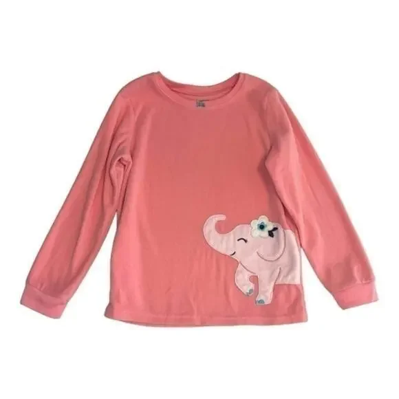 Carter’s Fleece Elephant Pajama Top Girls Size 7 pink