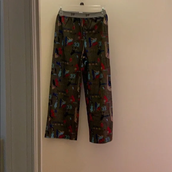 Gap‎ Kids Boys PJ Pants Football Print Olive Green Size 10
