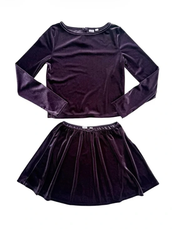 Gap Velvet Skirt and Long Sleeved Top Set - Plum Purple Size XXL 14-16