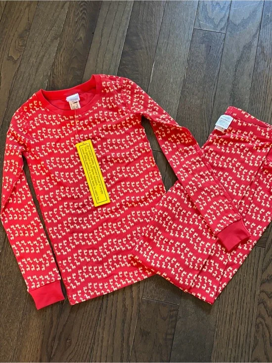 Hanna Andersson Red Reindeer Pajama Set NWT Size 8 Christmas Holiday
