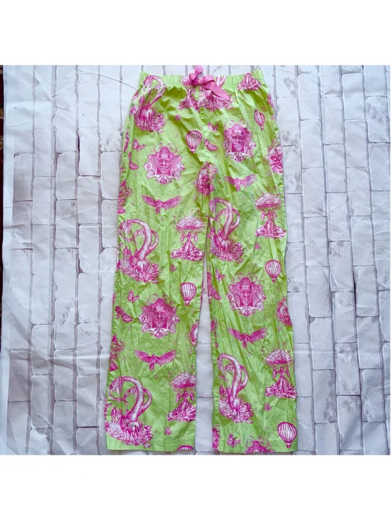 NWOT Girl’s Large (10/12) Kim Kime WICKED Cotton Lounge Pants Lime Green/Pink
