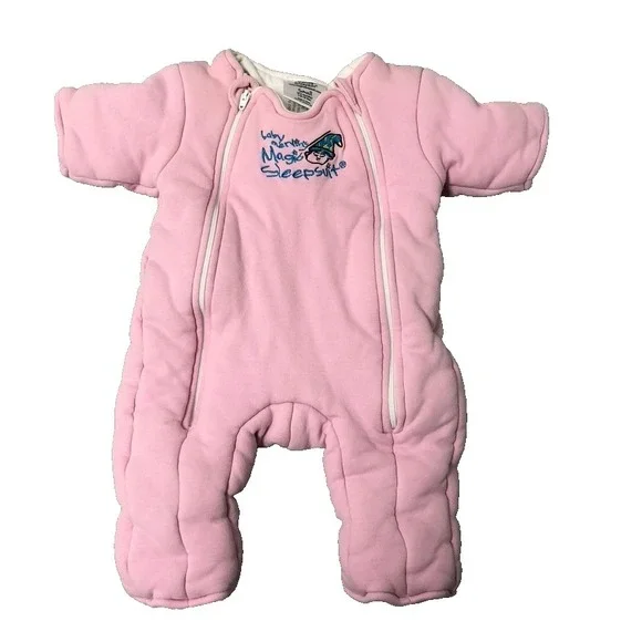 Baby Merlins Magic Sleepsuit One Piece Fleece Baby Small 3-6 Months Pink Cozy