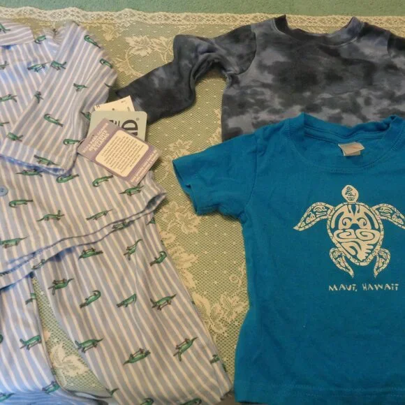 NWT BABY JAMAS BABY MAUI TURTLE TEESHIRT BABY TYEDYE TOP OF 3 LOT