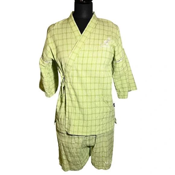 Kangol Sport Jinbei Kimono Lounge Set in Lime‎ Green, Japanese Youth Size 150