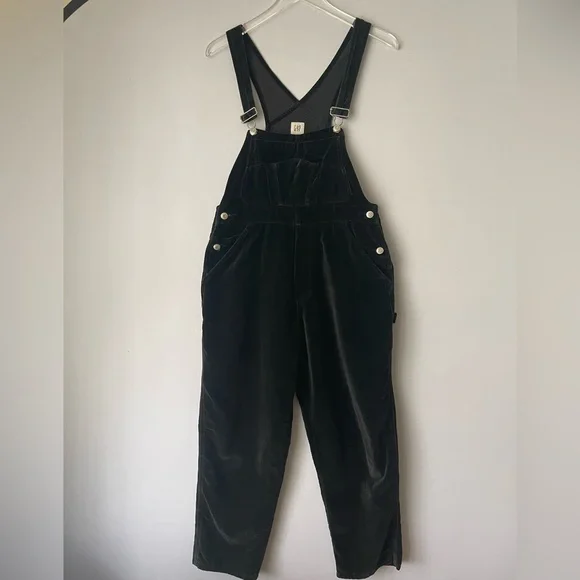 Vintage Gap‎ Kids Cotton Velvet Overalls Black XXL