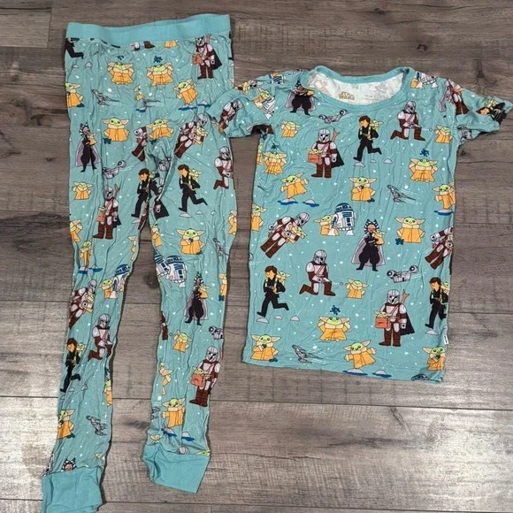 Little Sleepies 2 Piece Pj Set Star Wars Grogu And Friends 9/10 Bamboo Pajama