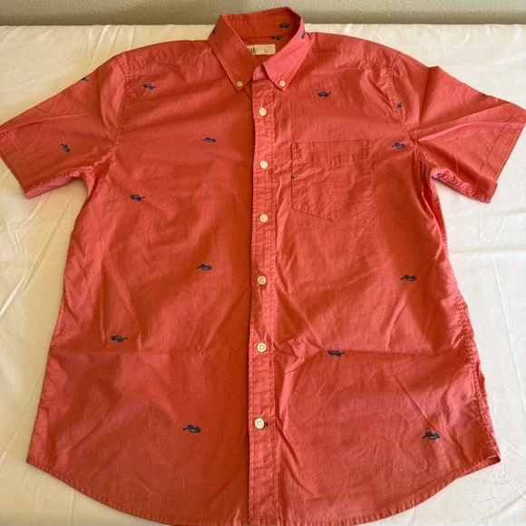 Gap Kids Coral Orange Sunglasses Print Short Sleeve Button Down Shirt Size S P