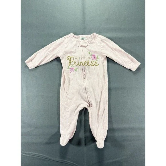 Gerber “Happy Little Princess” Pink One Piece Zip Up Pajama Size 3-6m