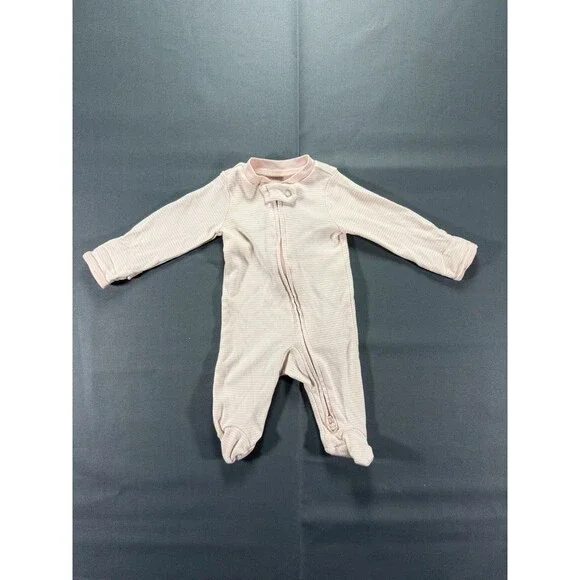 Carters Babygirl Pink And White Striped Zip Up One Piece Pajama Size Newborn