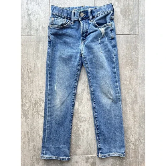 Gap Kids Boys Stretch Denim Jeans Washwell Tapered Slim Leg Light Wash 6 Regular