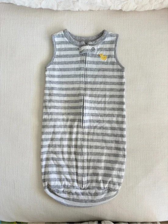 Carter's Gray & White Striped Sleeveless Sleep Sack with Duck Patch