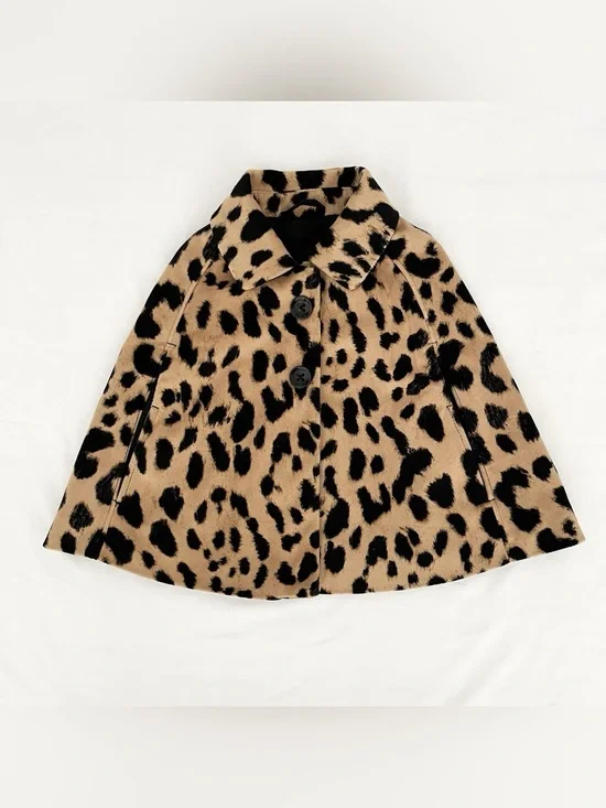 BabyGap Girl's Leopard Print Cape 4Y Toddler Arm Holes Pockets Formal Dressy