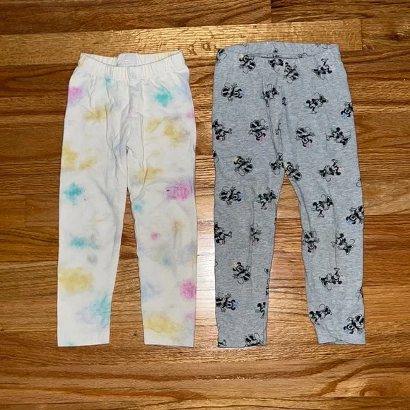 Lot of 2 Gap Leggings Air Brush Tie Dye & Disney Minnie Mouse 3 Years