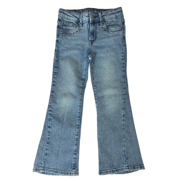 Gap Kids 70s Flare Jeans Light Wash Studded High Rise Boho Size 6