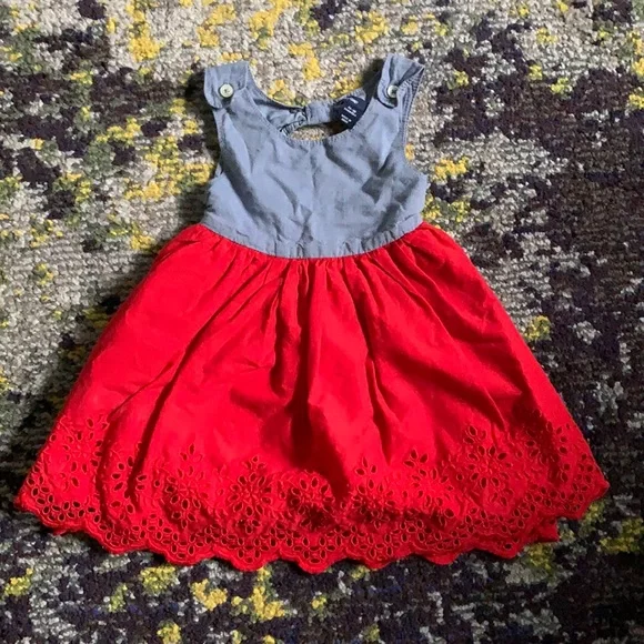 Gap Chambray Eyelet Open Back Dress