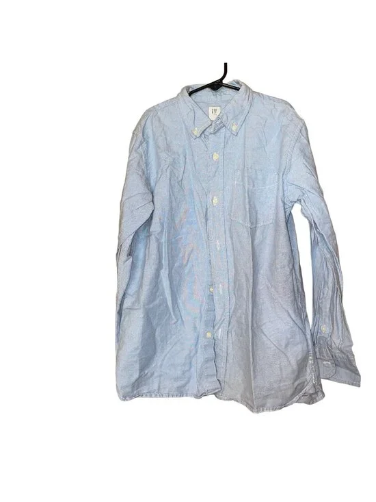 Gap Kids Light Blue Button-Up Shirt XL (12) 100% Cotton Long Sleeve Classic Fit
