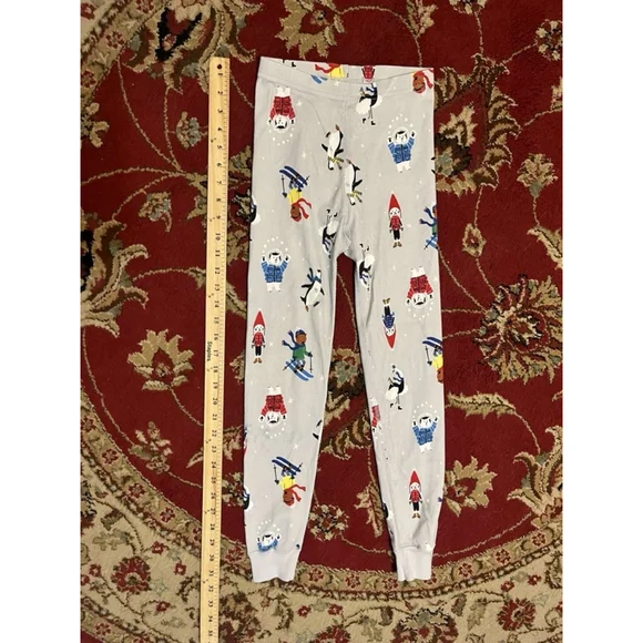Unisex Kids Hanna Andersson Holiday Bears Skiing Pajama Comfy Pants Size 8