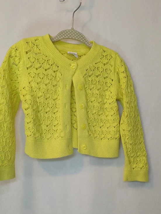 GAP Bright Yellow Openwork Knit Cardigan