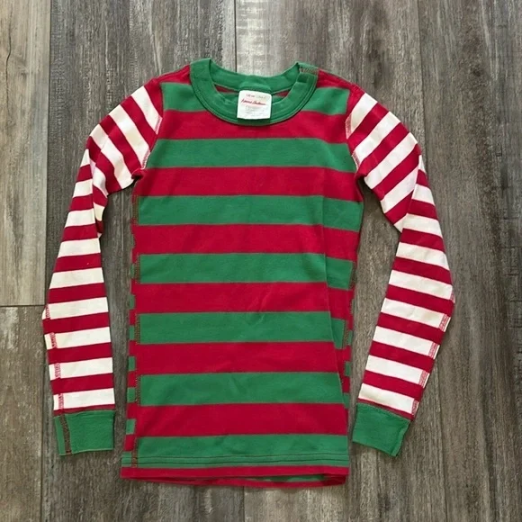Hanna Andersson Christmas stripe jammies long sleeve pajama top 6-7