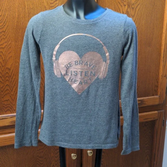 GAP KIDS gray heart wthe Headphones long sleeve t-shirt-12