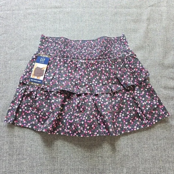 Gap Kids Girls Soft Lightweight Relaxed Fit Pull-On Tiered Skort XL 14/16 Floral