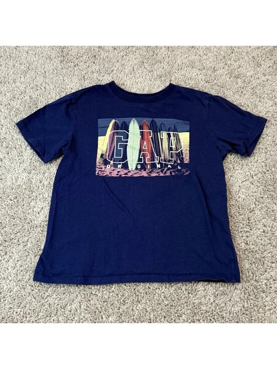 GAP Kids Navy Blue Graphic Surfboard T-Shirt Size M (8)