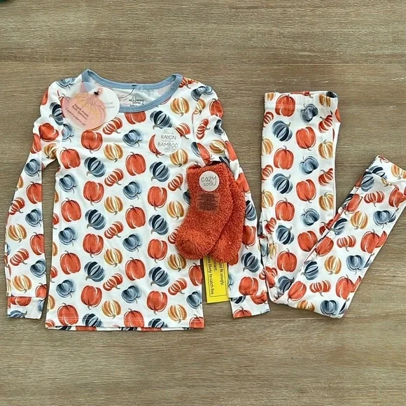 🎃 Milkberry Toddler Boy Girl Bamboo Pajama Set Pumpkins 12 18 months