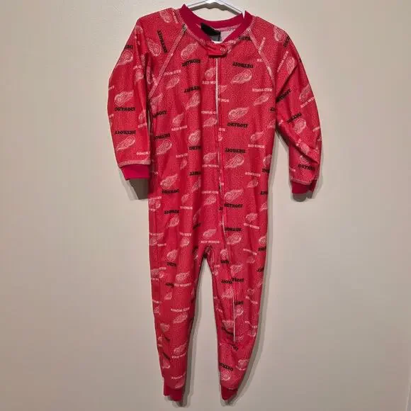 NHL Detroit Red Wings 3T Footless Zip Pajama Red Hockey Toddler Sleep