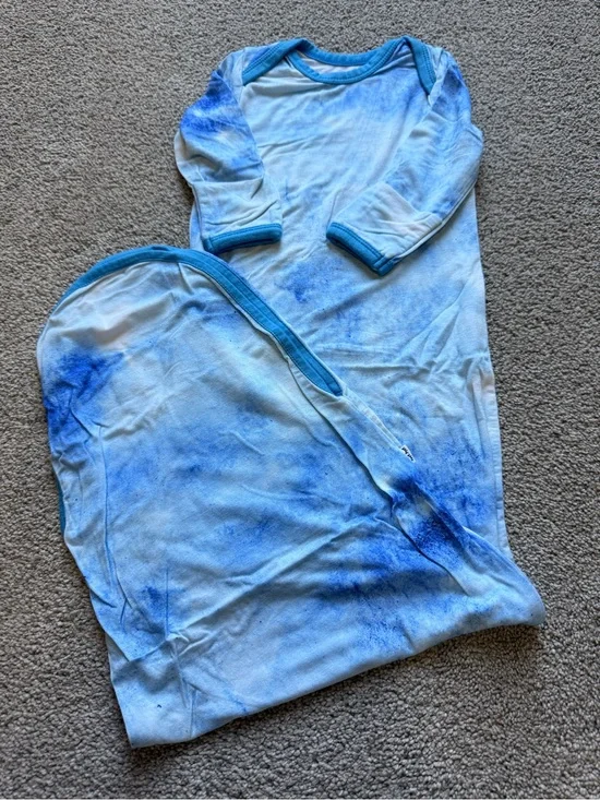 Little Sleepies Blue Tie-Dye Infant Sleep Gown Size NB