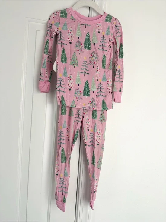 Little Sleepies pink Christmas trees pajamas size 2T