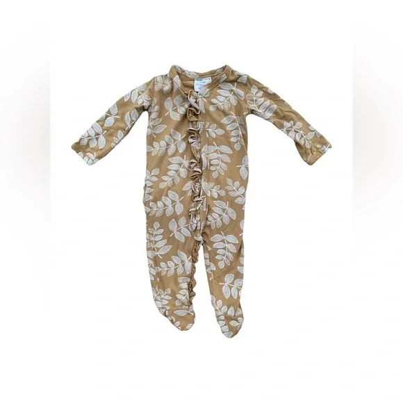Spearmint Love Size 0-3 Months Neutral Leaf Print Bamboo Sleeper