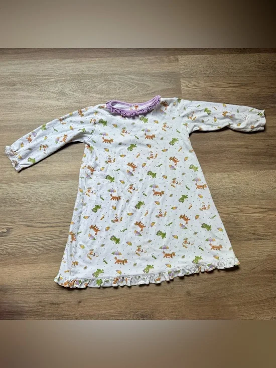 Girls' Mardi Gras Nightgown with Purple Ruffle and Animal Print