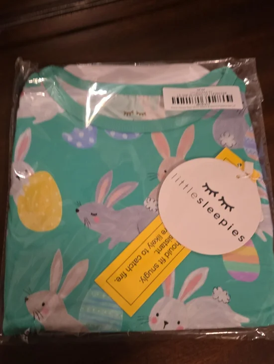 Little Sleepies Teal Bunny & Egg Pajama Set