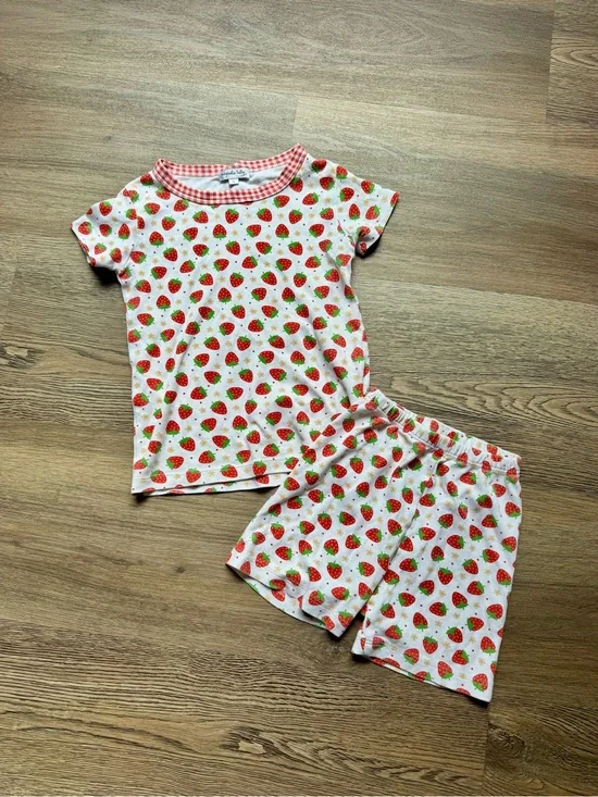Strawberry Print Short-Sleeve Pajama Set - Pima Cotton