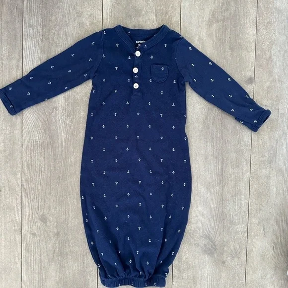 Carter’s 3 Months Nautical Baby Boy Anchor Gown Sleeper  Euc