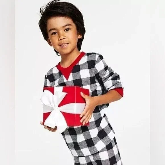 FAMILY PAJAMAS Kid's Lightweight Thermal Waffle Buffalo Check PJ 1pc 4/5