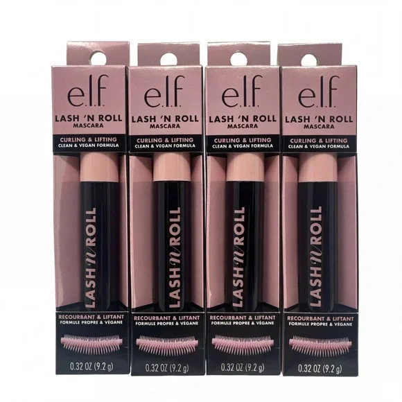 ELF Lash 'N Roll Mascara Curling & Lifting Black Noir Lot 4-pack Fullsize E.l.f.