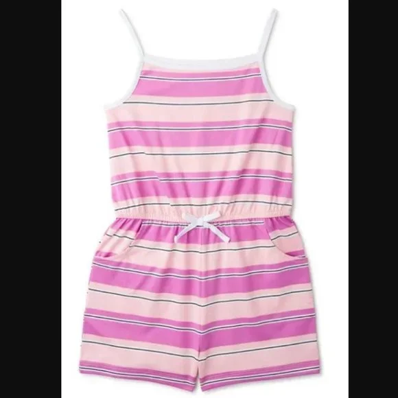 NEW Sz XL Girls Striped Stretchy Sleep 1 Pc Romper Shorts Outfit