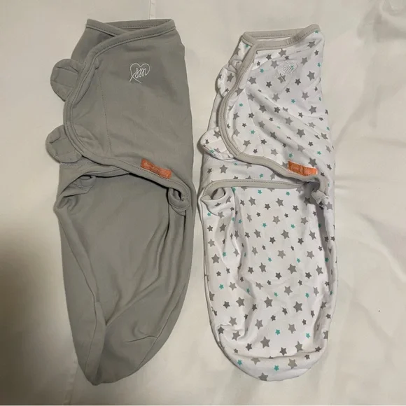 SwaddleMe Gray and White Star Velcro Swaddles size Small
