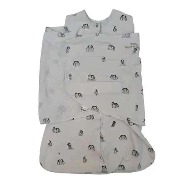 Halo Sleepsack Size Newborn White Penguin Print Baby‎ Swaddle Sleep Sack