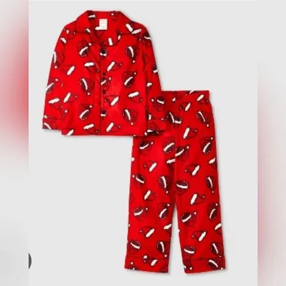 Cat & Jack Kids Santa Hat Long Sleeve Coat Pajama Set Pajama Set Size 12 months