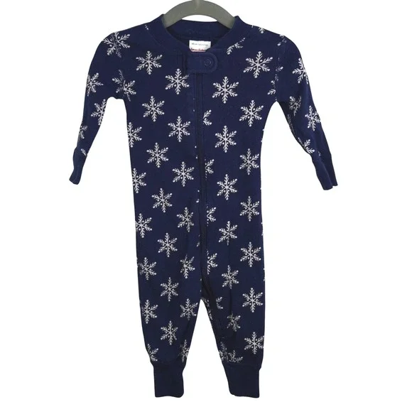 Hanna Andersson Baby Snowflake Print Organic Cotton Footless‎ Pajamas 3-6 Months