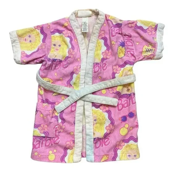 Rare‎ Vintage 90’s Girls CoverUps Barbie Terry Cloth Robe Size Medium