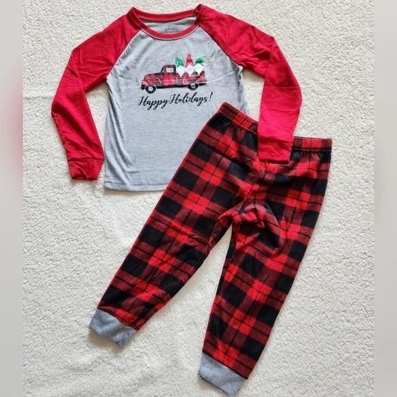 NWT Flannel Holiday Christmas Gnomes on a truck with tree Pajama set