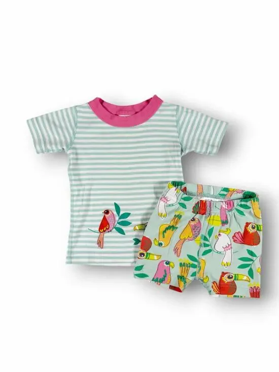 Hanna Andersson Tropical Birds Organic Cotton Shorts Pajamas Size 18–24 Months