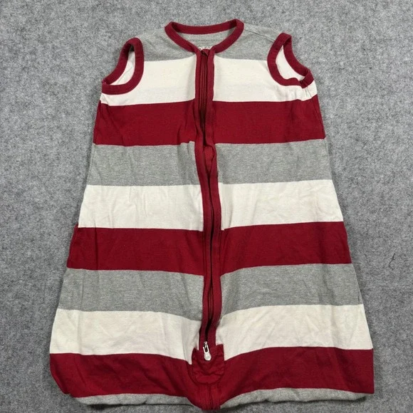 Burts Bees Baby Beekeeper Sleep Sack Medium Red Grey Striped Organic Cotton