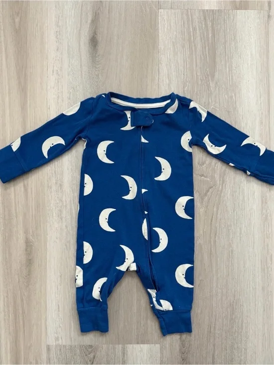 Navy Moon-Print Infant One-Piece Pajama