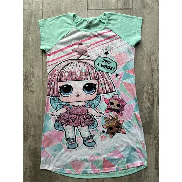 L.O.L. Surprise! Girls Nightgown Pajama Sleep Shirt Dress 10 / 12 Pjs