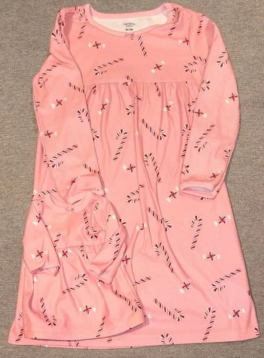 Carter’s Christmas nightgown and matching doll gown size 3T